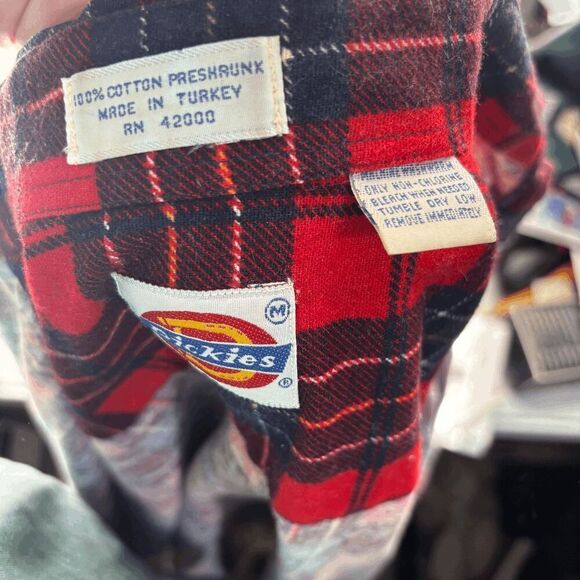Dickies Flannel Shirt Mens Medium Blue Red Black Plaid Lumberjack Grunge Soft - Picture 4 of 5